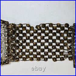 Art Deco Jewelry Rhinestone Cabochon Vintage 1920s Belt Piece Chest Necklace as