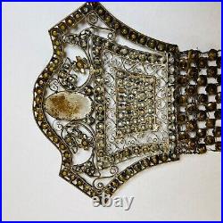 Art Deco Jewelry Rhinestone Cabochon Vintage 1920s Belt Piece Chest Necklace as