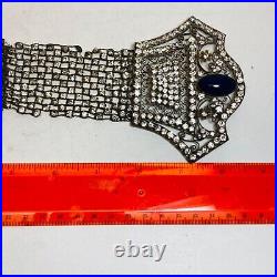 Art Deco Jewelry Rhinestone Cabochon Vintage 1920s Belt Piece Chest Necklace as