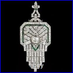 Art Deco Lab-Created Diamond Woman Fancy Wedding Gift Pendant 14k White Gold FN