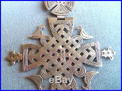 Art Deco Large 4 Inch Sterling Silver Italy Celtic Cross Bird Pendant Necklace