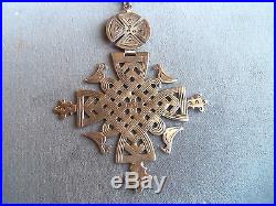 Art Deco Large 4 Inch Sterling Silver Italy Celtic Cross Bird Pendant Necklace