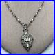 Art Deco Lavalier Rhinestone Necklace 18 Jeweled Link Chain Rhodium B54