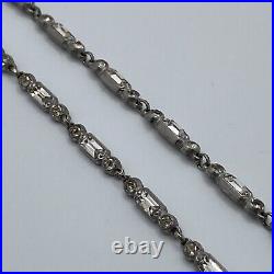 Art Deco Lavalier Rhinestone Necklace 18 Jeweled Link Chain Rhodium B54