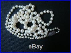 Art Deco Long Flapper Graduated Cultured Sea Salt Water Oyster Pearl Necklace