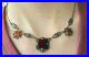 Art Deco Marcasite Necklace Silver Choker Carnelian Antique Collar Women’s Gift