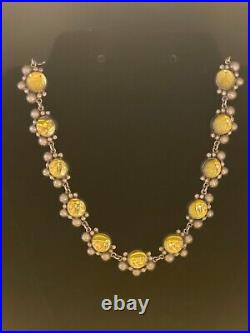 Art Deco Mexico Silver Yellow Necklace