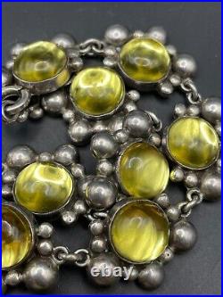 Art Deco Mexico Silver Yellow Necklace