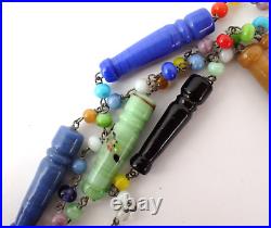 Art Deco Murano Glass Flapper Style Beaded Necklace Multi-Colored Lampwork Beads