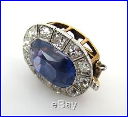 Art Deco Natural Sapphire & Old Mine Cut Diamond Platinum & Gold Necklace Clasp
