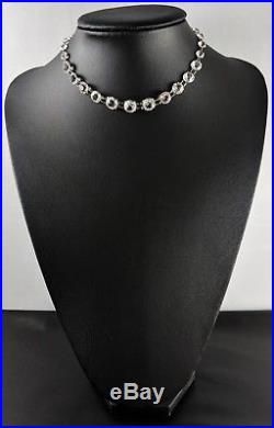Art Deco Necklace Choker CRYSTAL Open Back Beads Signed NOVOPLATIN