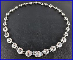 Art Deco Necklace Choker CRYSTAL Open Back Beads Signed NOVOPLATIN