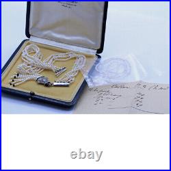 Art Deco Necklace Natural Pearls Diamonds Onyx Gold Mauboussin w Appraisal 6208