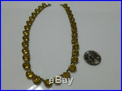 Art Deco Nouveau Sterling Silver Yellow Rock Crystal Cable Chain Necklace