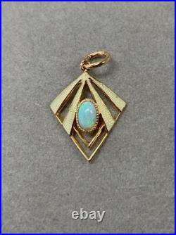 Art Deco Opal Enamel Pendant Charm 14 Karat Gold Victorian Edwardian Necklace