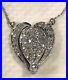 Art Deco Open Heart 14k White Gold Diamond Heart Pendant Necklace 1.0 ctw VS