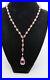 Art Deco Pink Crystal Lavaliere Necklace 22 Long Faceted Bead Linked Tube Catch