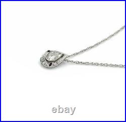 Art Deco Platinum & 14k Gold 0.42 Ctw Diamond & Sapphire Necklace 16 #j2-4