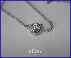 Art Deco Platinum Diamond By The Yard Necklace 0.46ct Egl Certified Old Cut