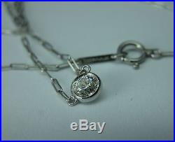 Art Deco Platinum Diamond By The Yard Necklace 0.46ct Egl Certified Old Cut