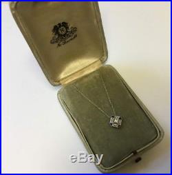 Art Deco Platinum White Gold Filigree Diamond & Sapphire Lavalier Necklace Link