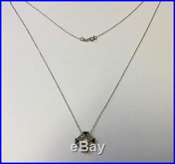 Art Deco Platinum White Gold Filigree Diamond & Sapphire Lavalier Necklace Link