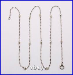 Art Deco Platinum and Pearl Paperclip Necklace, 27.4 Long