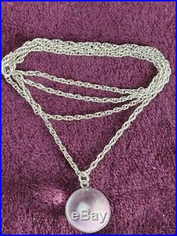 Art Deco Poole of Light Orb Ball Pendant on Sterling Silver 12 Drop Necklace