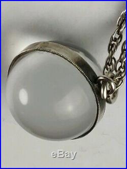 Art Deco Poole of Light Orb Ball Pendant on Sterling Silver 12 Drop Necklace