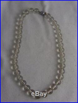 Art Deco Pools Of Light 10mm Round Rock Crystal Bead Strand 17.75 Necklace