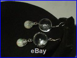 Art Deco Pools Of Light Rock Crystal Floating Opal Necklace Earrings Sterling