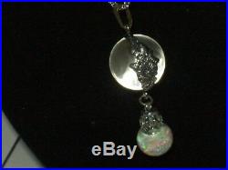 Art Deco Pools Of Light Rock Crystal Floating Opal Necklace Earrings Sterling