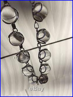 Art Deco Pools of Light Orbs Rock Quartz Sterling Necklace Undrilled + Ear Rings