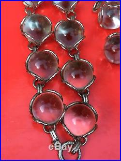 Art Deco Pools of Light Orbs Rock Quartz Sterling Necklace Undrilled + Ear Rings