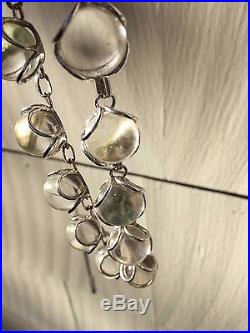 Art Deco Pools of Light Orbs Rock Quartz Sterling Necklace Undrilled + Ear Rings