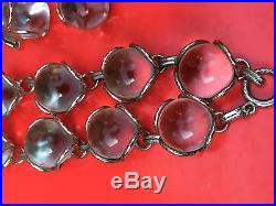 Art Deco Pools of Light Orbs Rock Quartz Sterling Necklace Undrilled + Ear Rings