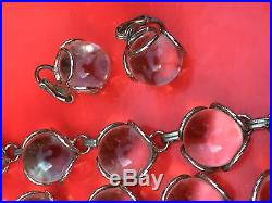 Art Deco Pools of Light Orbs Rock Quartz Sterling Necklace Undrilled + Ear Rings