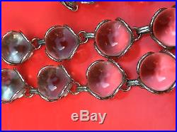 Art Deco Pools of Light Orbs Rock Quartz Sterling Necklace Undrilled + Ear Rings