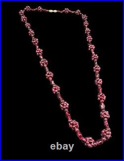 Art Deco Red Garnet Pyrope Necklace Cluster Beaded Berry Accents 26.5 Inches