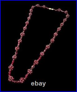 Art Deco Red Garnet Pyrope Necklace Cluster Beaded Berry Accents 26.5 Inches