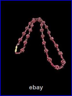 Art Deco Red Garnet Pyrope Necklace Cluster Beaded Berry Accents 26.5 Inches