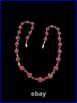 Art Deco Red Garnet Pyrope Necklace Cluster Beaded Berry Accents 26.5 Inches