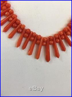 Art Deco/Retro Natural Italian Coral Beaded Necklace