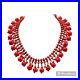 Art Deco Retro Red Glass Fringe Collar Bib Necklace