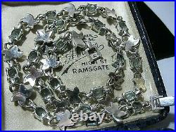 Art Deco Revival Sterling SILVER Marcasite Crystal Full Link NECKLACE 30g