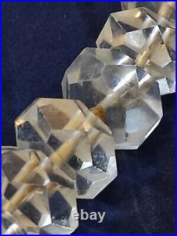 Art Deco Rock Crystal Quartz Faceted Hexagon Graduated Necklace 15 Sterling