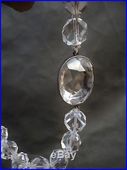 Art Deco Rock Crystal Quartz Necklace with Large Crystal Pendant Clasp