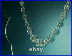 Art Deco STERLING Necklace 1930s Hand Cut Fine CZECH CRYSTAL CUBES 16.5 FAB