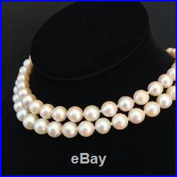Art Deco Saltwater Cultured Akoya 6-9.3mm Pearl Necklace, 18ct Diamond 1.00ct clp