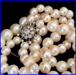 Art Deco Saltwater Cultured Akoya 6-9.3mm Pearl Necklace, 18ct Diamond 1.00ct clp
